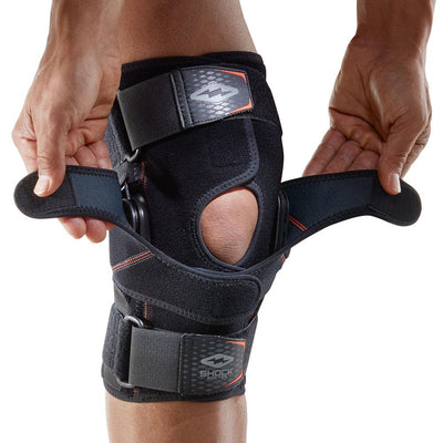 Shock Doctor Knee Brace w/ Dual Wrap & Heavy-Duty Hinges - Model Wrapping Brace Around Knee
