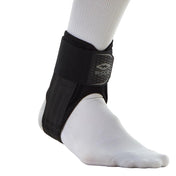 Shock Doctor Laceless Cleat Ankle Brace w/ Stirrup Stays & Straps - On Model