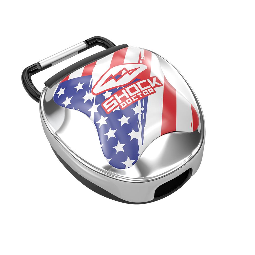 Shock Doctor Chrome Flag Mouthguard Case - Front View