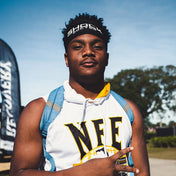 Youth 7v7 Football Athlete Wearing Shock Doctor Black Performance Headband