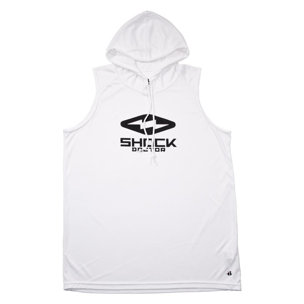 Performance White Sleeveless Athletic Hoodie | Shock