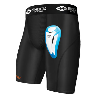 Teen Black Core Compression Short with Bio-Flex Cup - Front Shot