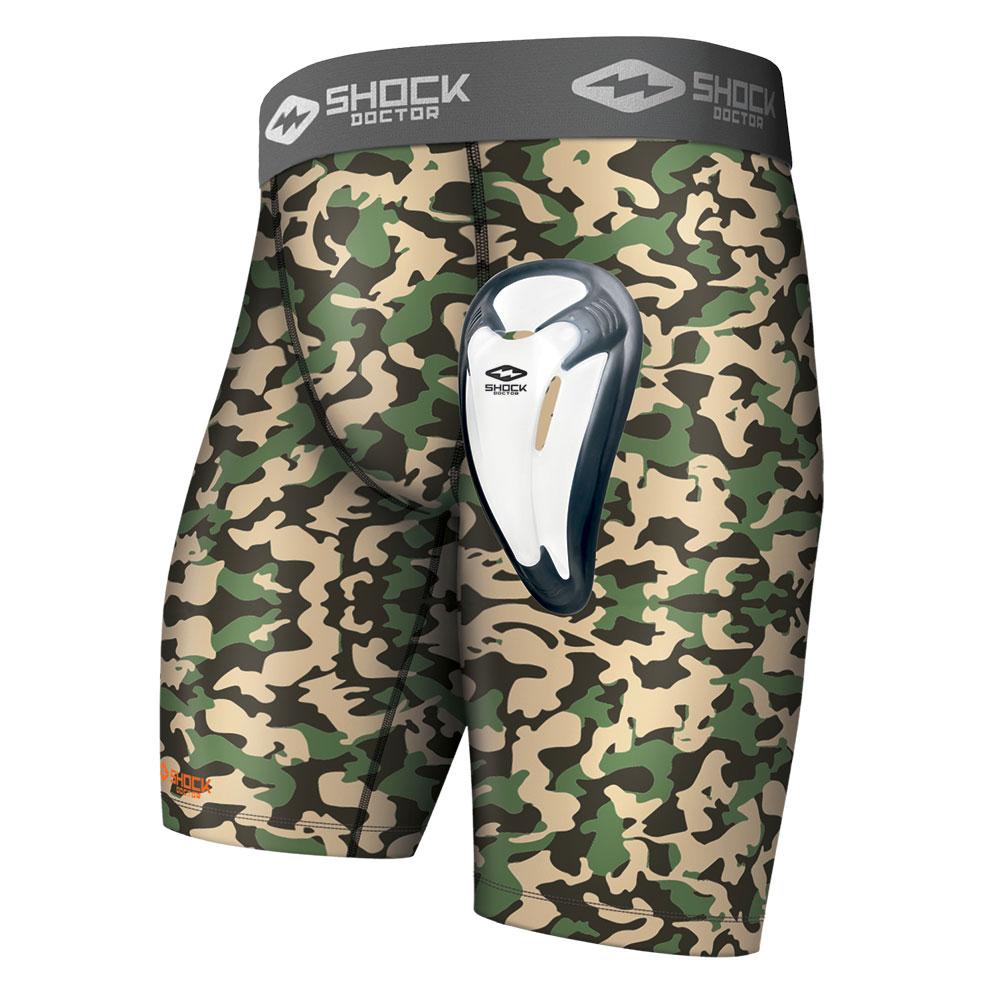 Shock Doctor Adult Camo Core Compression Short with Black Bio-Flex Cup - Adult Size - Front Angle View