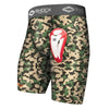 Shock Doctor Youth Camo Core Compression Short with Red Bio-Flex Cup - Front Angle View