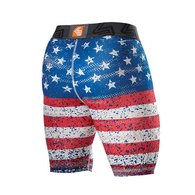 Adult American Flag Core Compression Short with Bio-Flex Cup - Back View