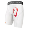 Shock Doctor Core Compression Short with Red Bio-Flex Cup - White - Boys Size