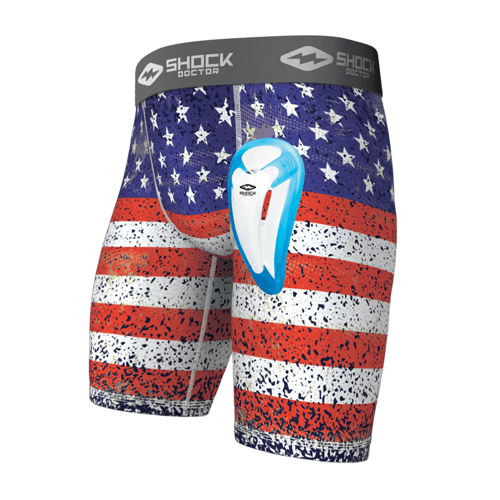 Teen American Flag Core Compression Short with Bio-Flex Cup - Front View