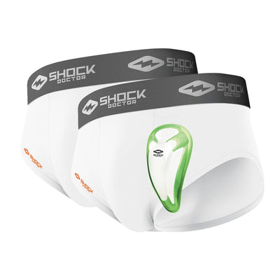 Shock Doctor Core 2-Pack Pee-Wee/Youth Brief w/ Bio-Flex Athletic Cup - White