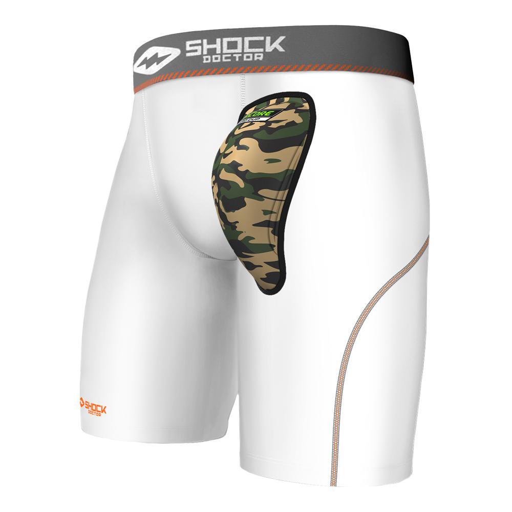 Shock Doctor Compression Short with AirCore™ Hard Cup - White/Grey
