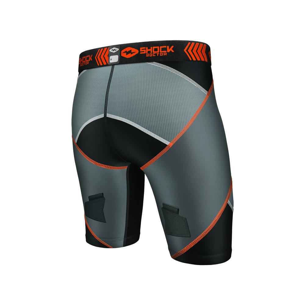 Shock Doctor Adult Core Compression Shorts with Bio-Flex Cup - Black Lux - L Each
