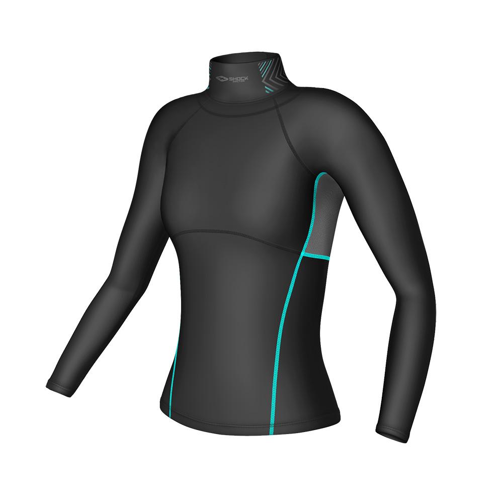 Women's Ultra Compression Hockey Long Sleeve Shirt With Integrated Neck Guard