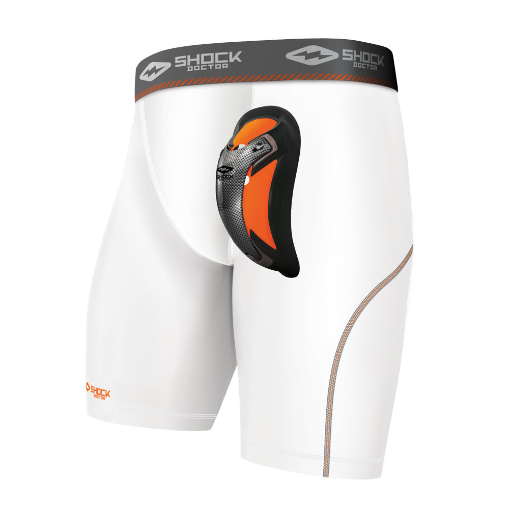 Shock Doctor Ultra Pro Compression Short w/Ultra Cup - White - Front View