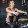 Shock Doctor SVR® Recovery Compression Calf Sleeve - Black - Fitness Model Using Row Machine at Gym