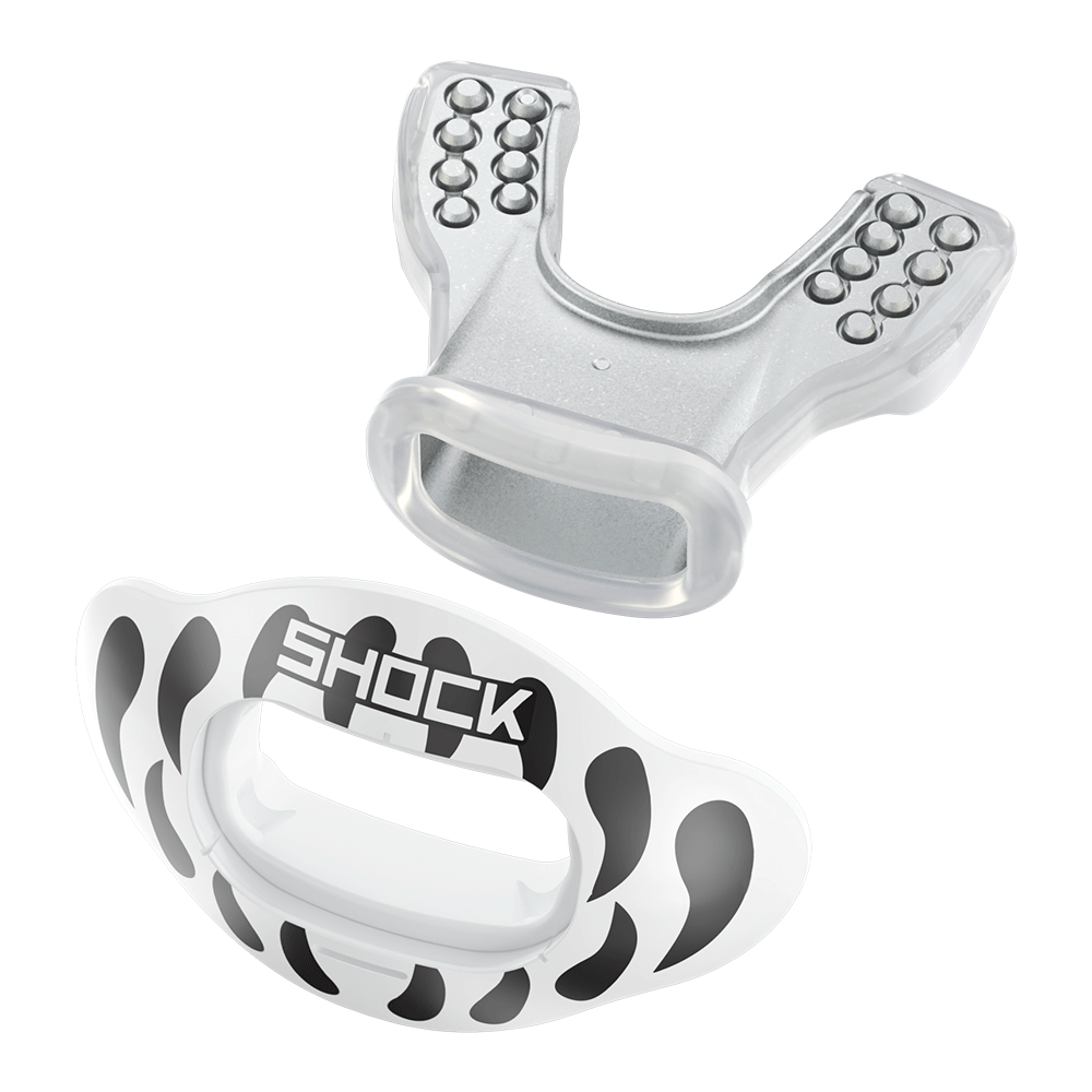 Shock Doctor Interchange Lip Guard Mouthpiece + Printed Shield - White Fang - Front View