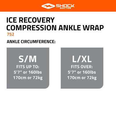 Shock Doctor Ice Recovery Compression Ankle Wrap - Size Chart