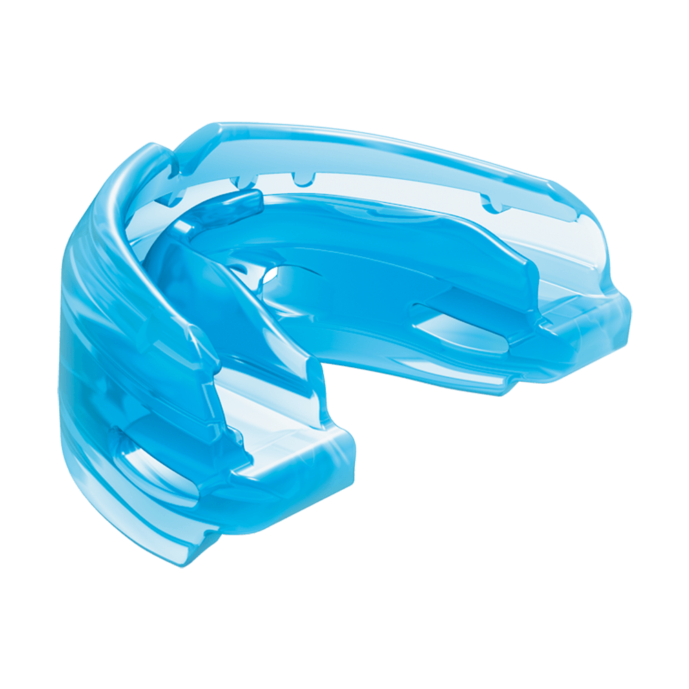 Shock Doctor Double Braces Blue Strapless Mouthguard - Angle View