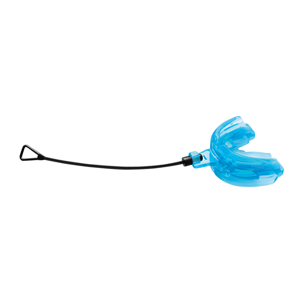 Shock Doctor Double Braces Blue Strapped Mouthguard - Front View